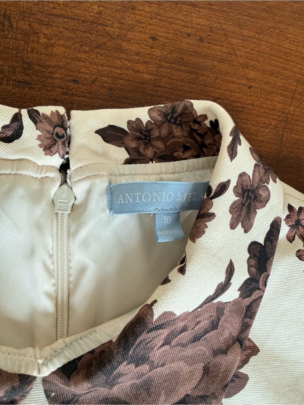 ANTONIO MELANI Cream Floral Sleeveless Top with Brown Print - Picture 5 of 6